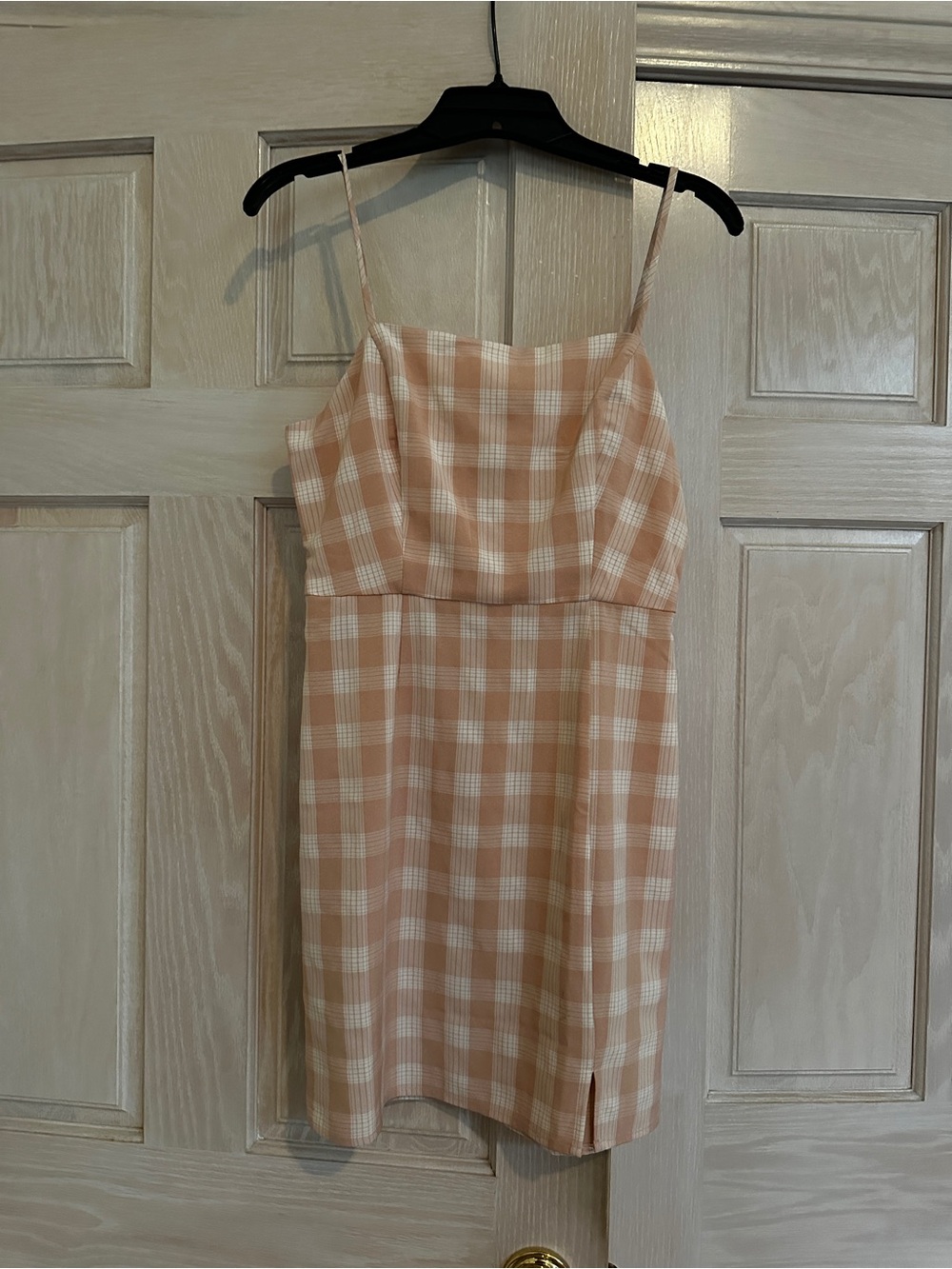 Nordstrom BP Peach Plaid Spaghetti-Strap Dress